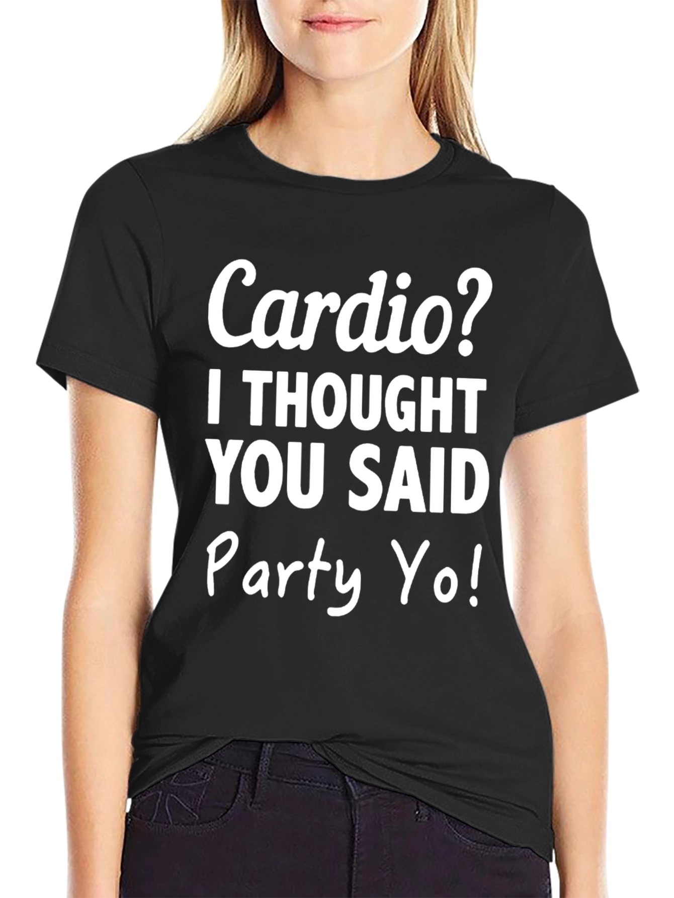 Cardio? Party Yo! Graphic Tee - Black Cotton T-Shirt
