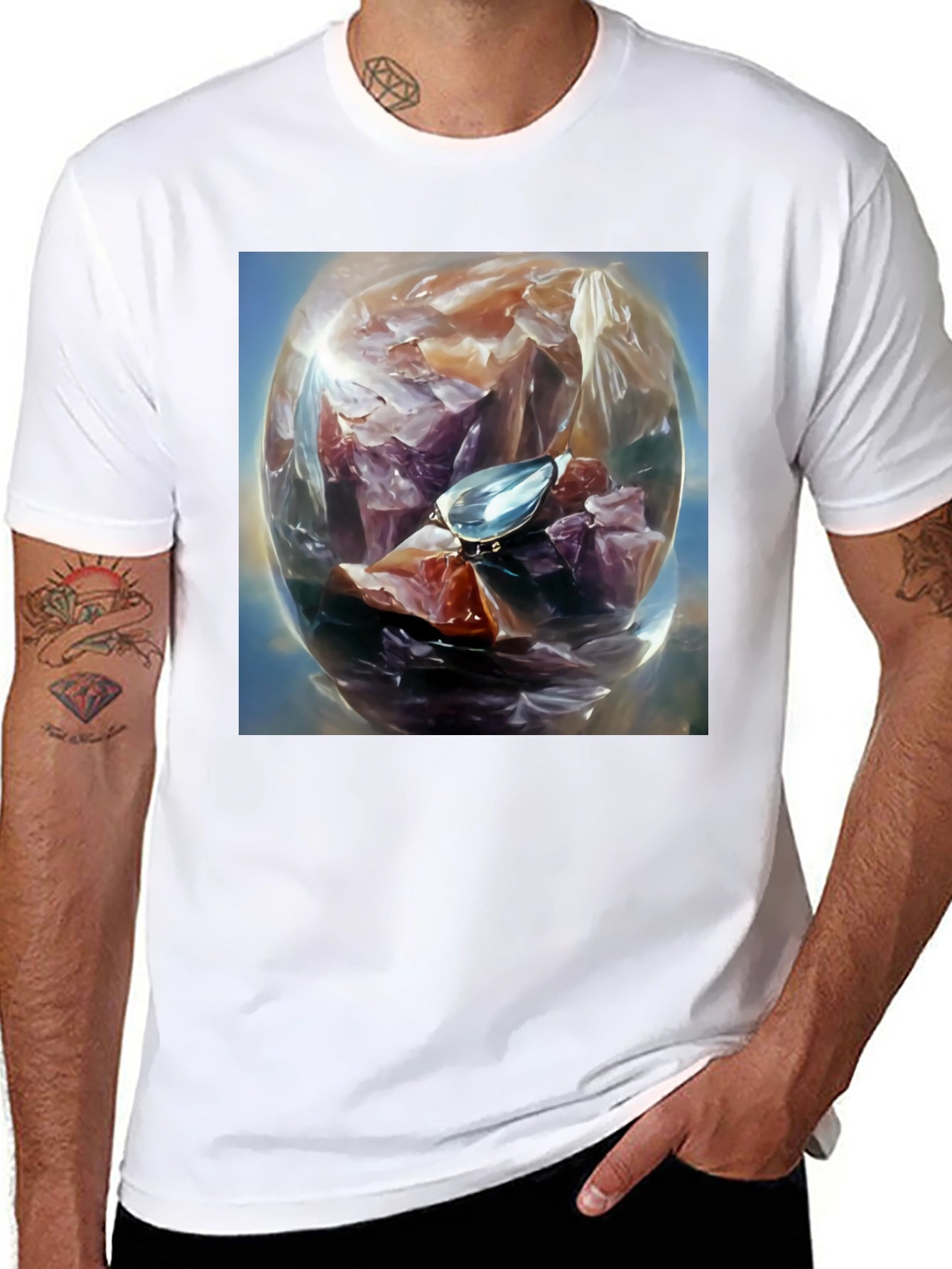 Gemstone Orb Graphic Tee - Unique Design