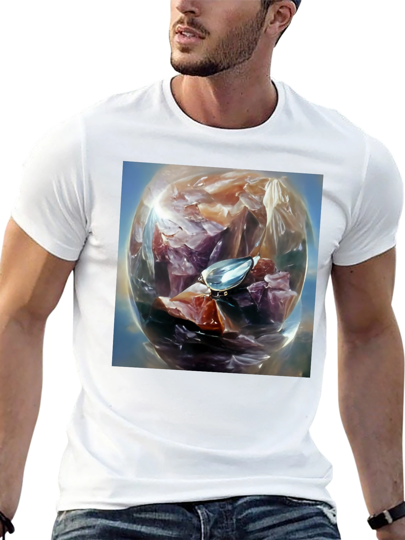Gemstone Orb Graphic Tee - Unique Design