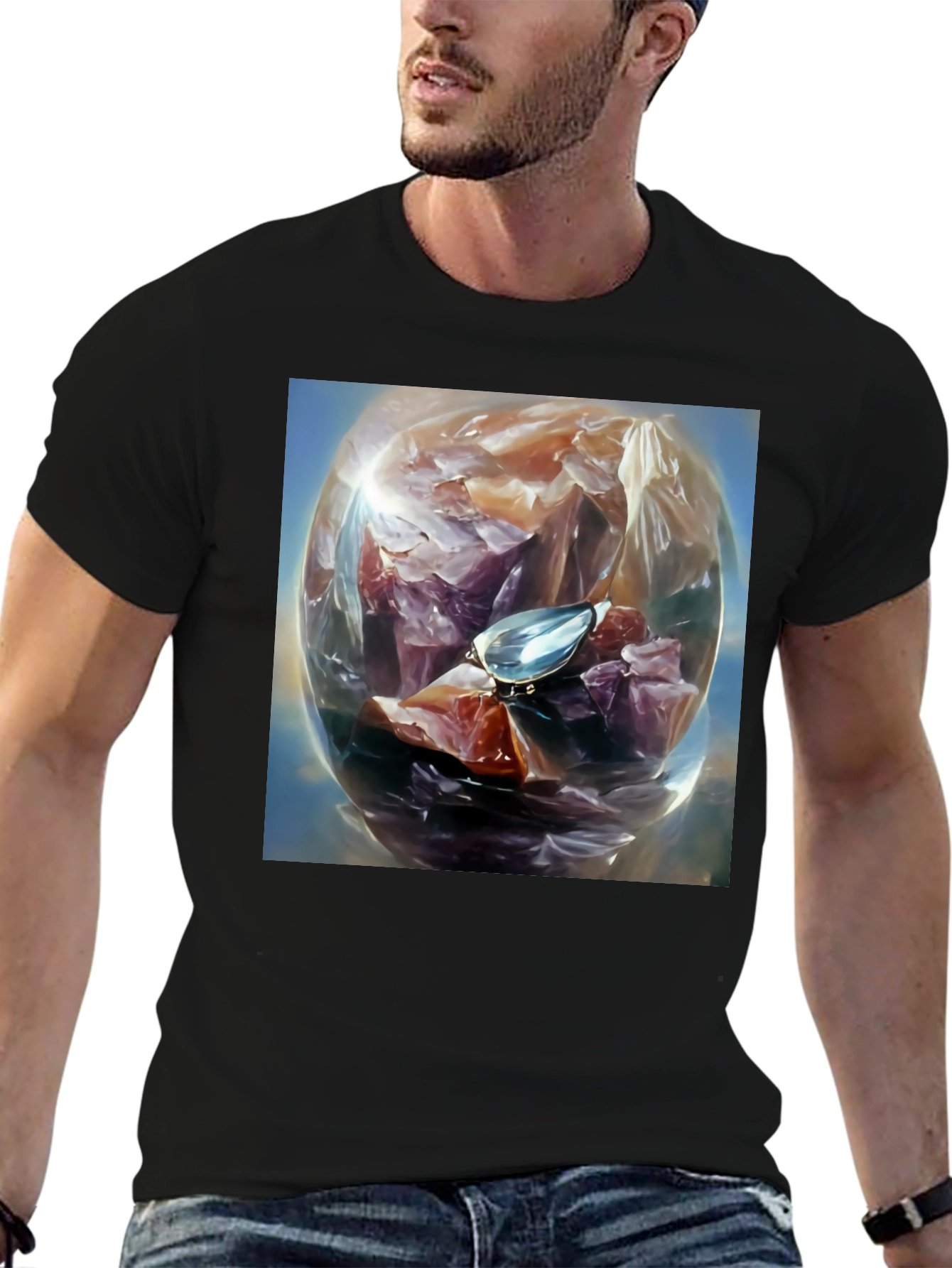 Gemstone Orb Graphic Tee - Unique Design