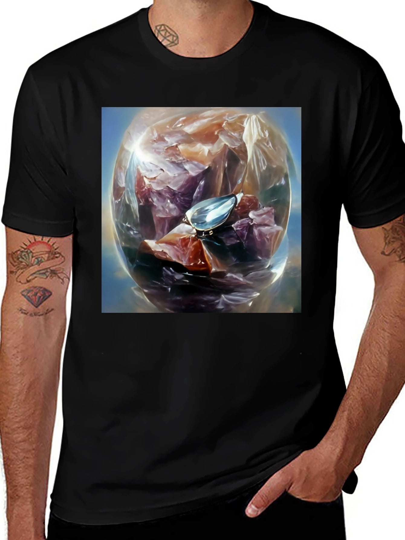 Gemstone Orb Graphic Tee - Unique Design