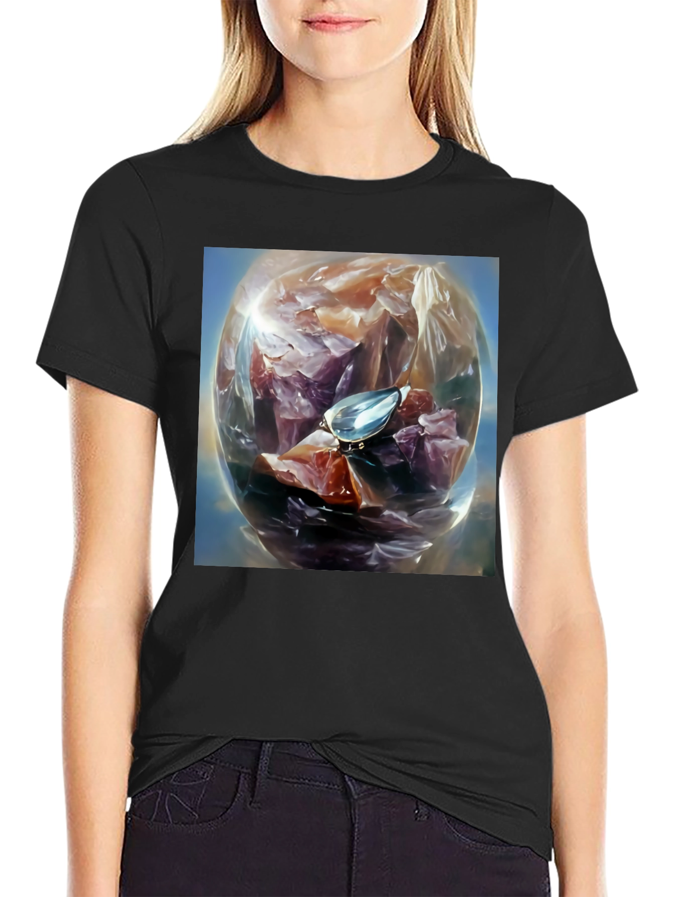 Gemstone Orb Graphic Tee - Unique Design