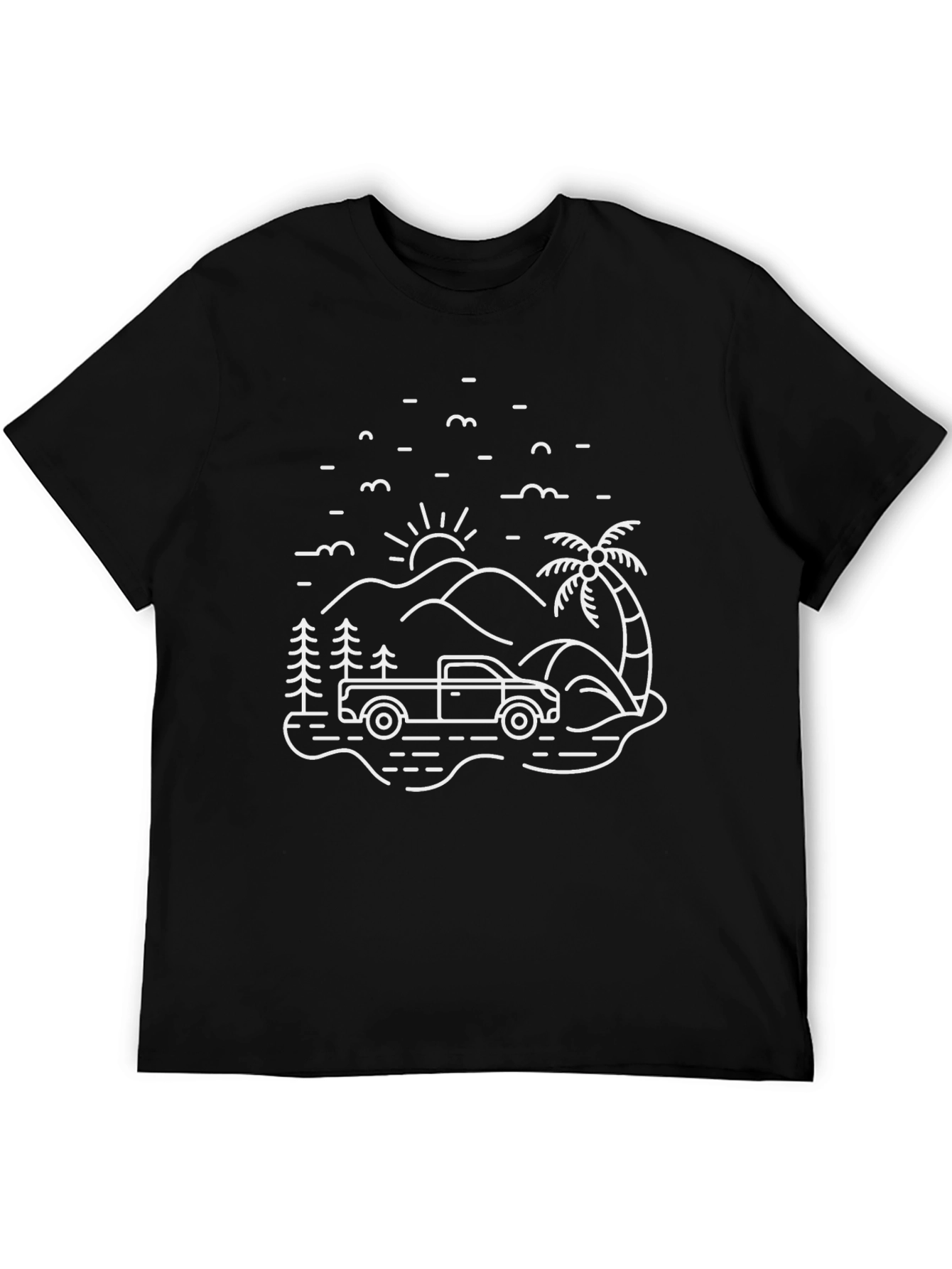 Adventure Truck Graphic Tee - Black Cotton T-Shirt