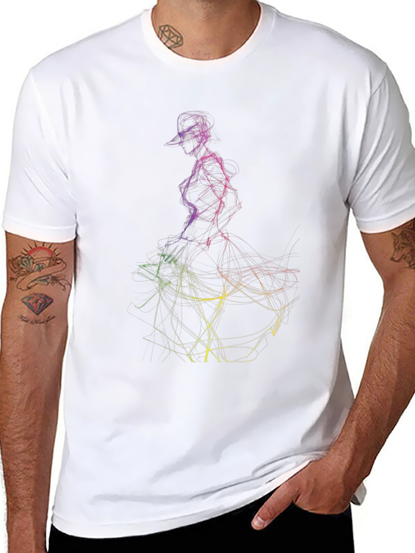 Abstract Dancer Graphic Tee - Mens Black T-Shirt
