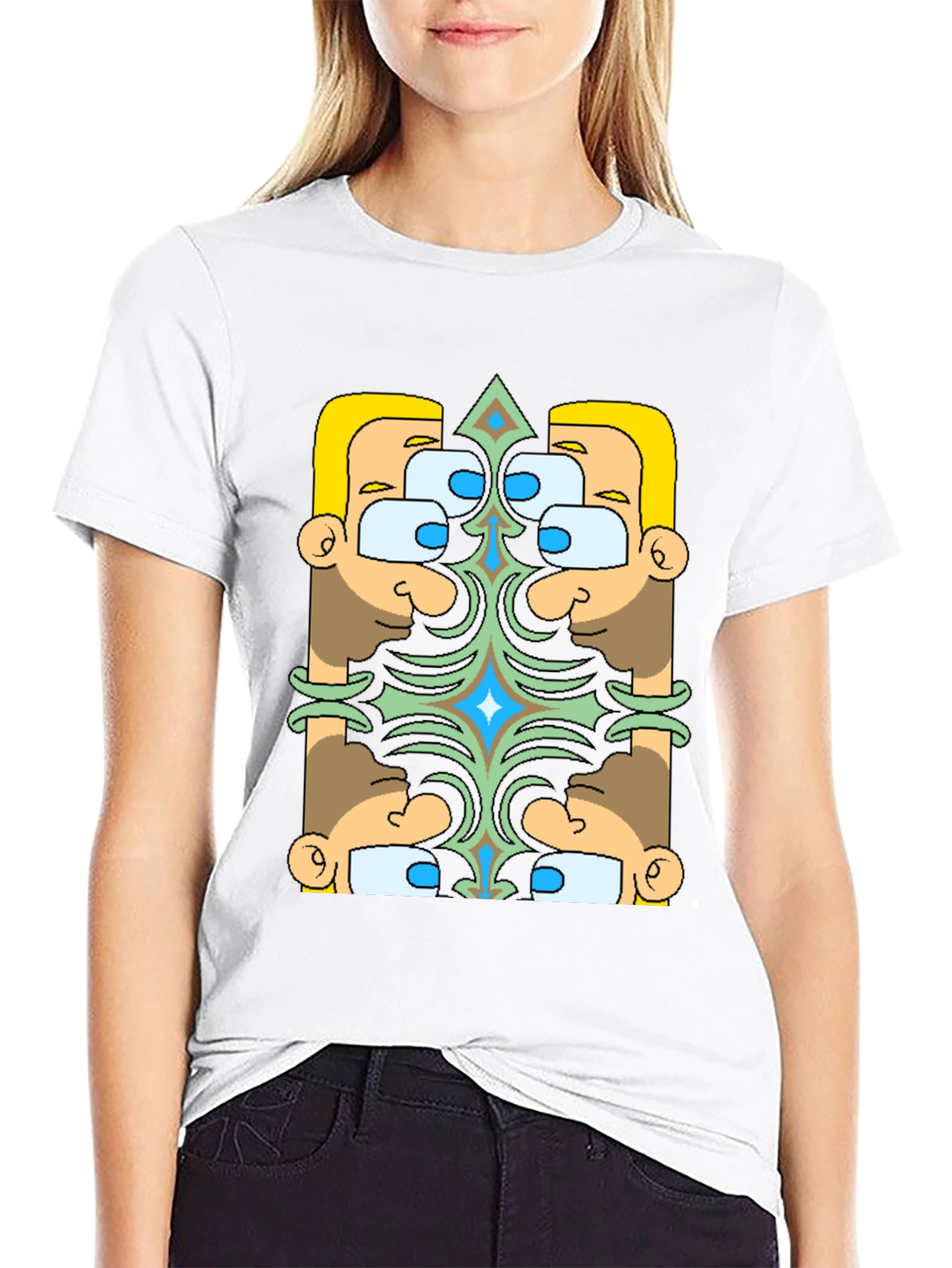Geometric Character Graphic Tee - Black