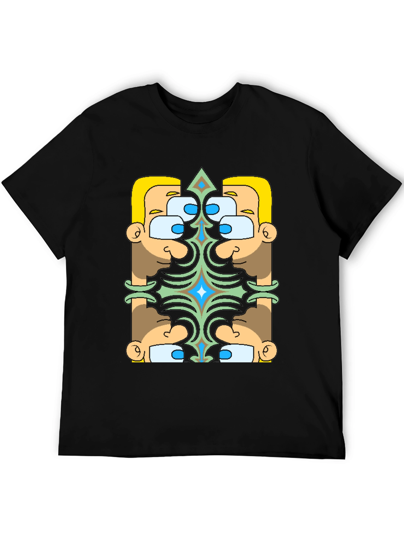 Geometric Character Graphic Tee - Black