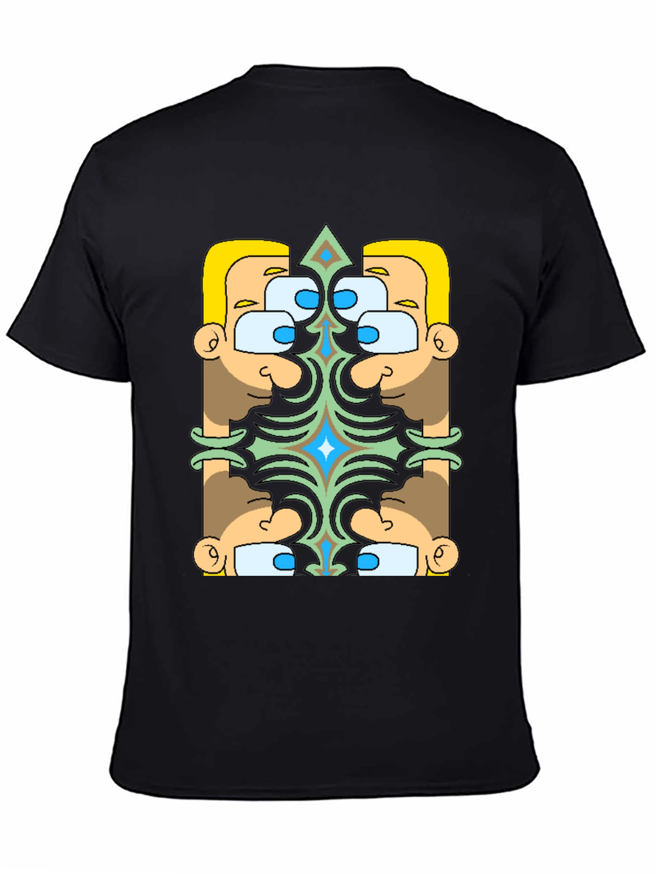 Geometric Character Graphic Tee - Black