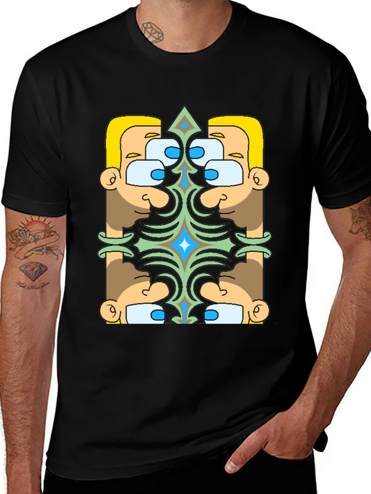 Geometric Character Graphic Tee - Black
