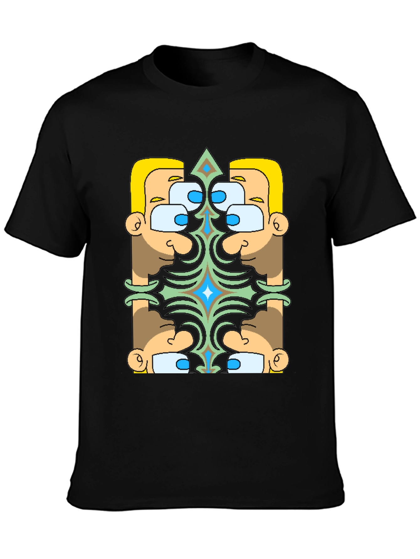 Geometric Character Graphic Tee - Black