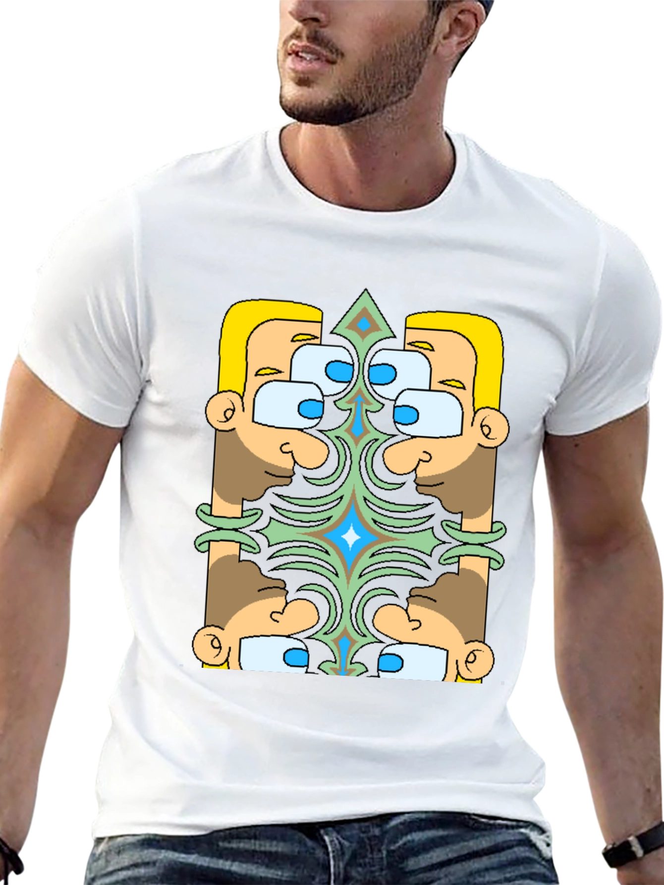 Geometric Character Graphic Tee - Black