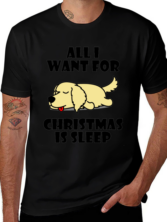 All I Want For Christmas Is Sleep Dog T-Shirt – Funny Holiday Tee Gift