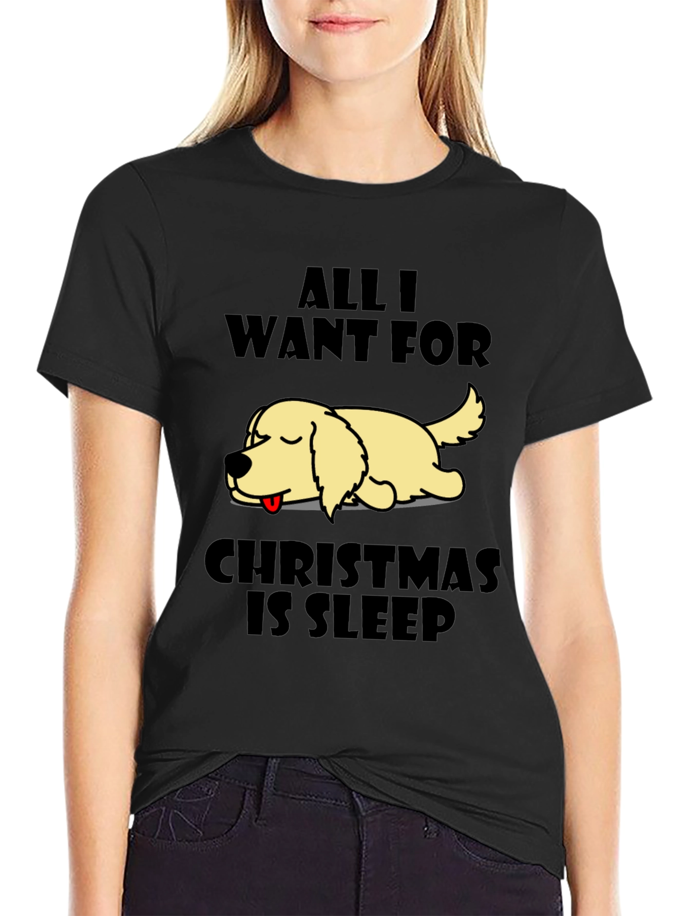 All I Want For Christmas Is Sleep Dog T-Shirt – Funny Holiday Tee Gift