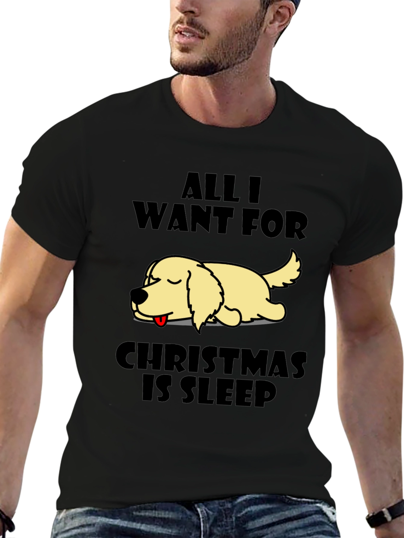 All I Want For Christmas Is Sleep Dog T-Shirt – Funny Holiday Tee Gift