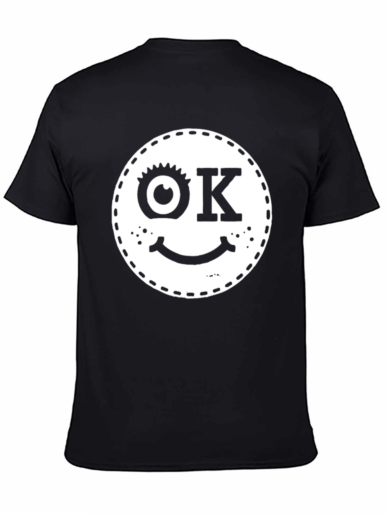 Funny OK Smiley Face Graphic Black T-Shirt