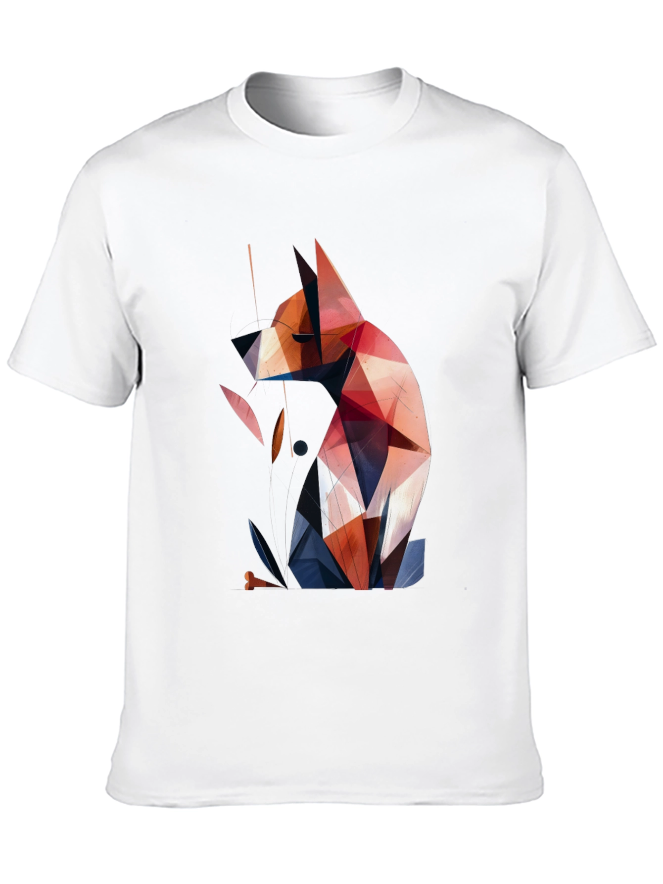 Geometric Dog Graphic Tee - Modern Art Style Shirt