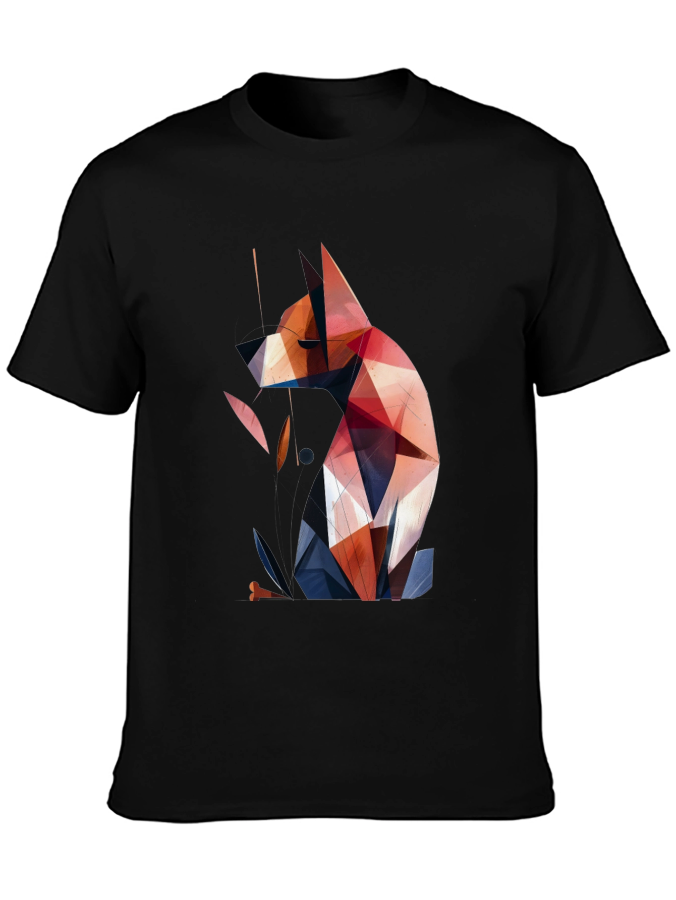 Geometric Dog Graphic Tee - Modern Art Style Shirt
