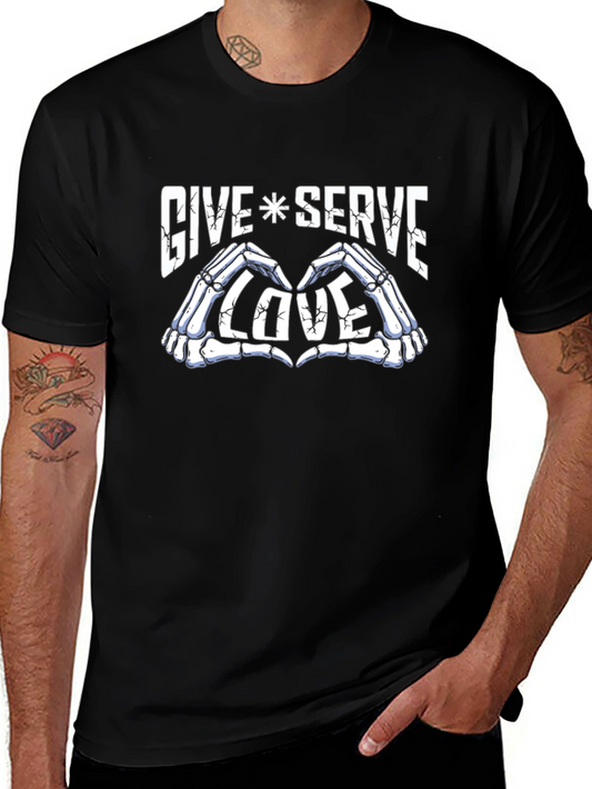 Give Serve Love Skeleton Hands Graphic Tee - Black