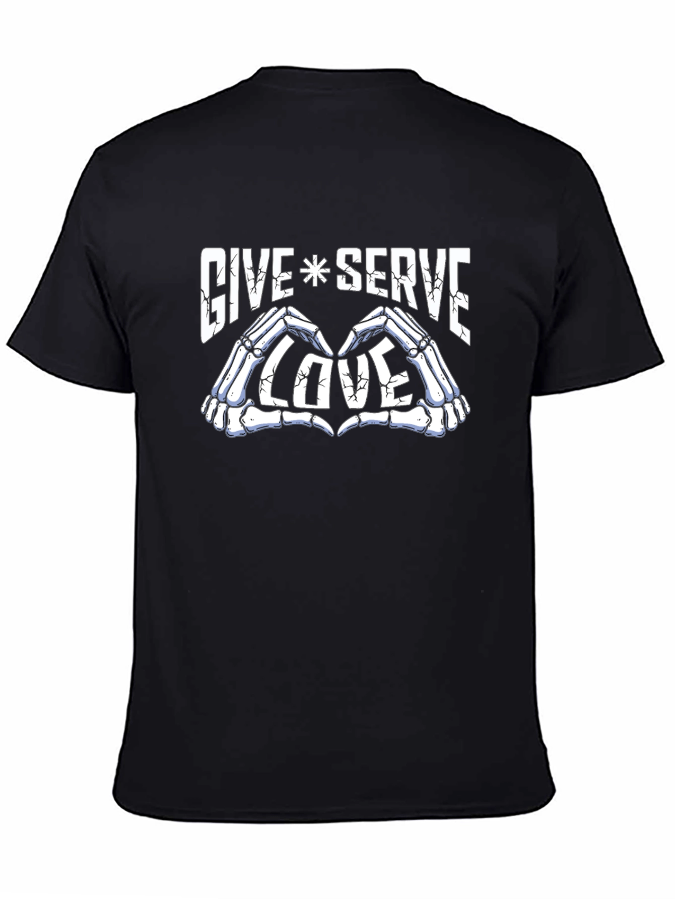 Give Serve Love Skeleton Hands Graphic Tee - Black