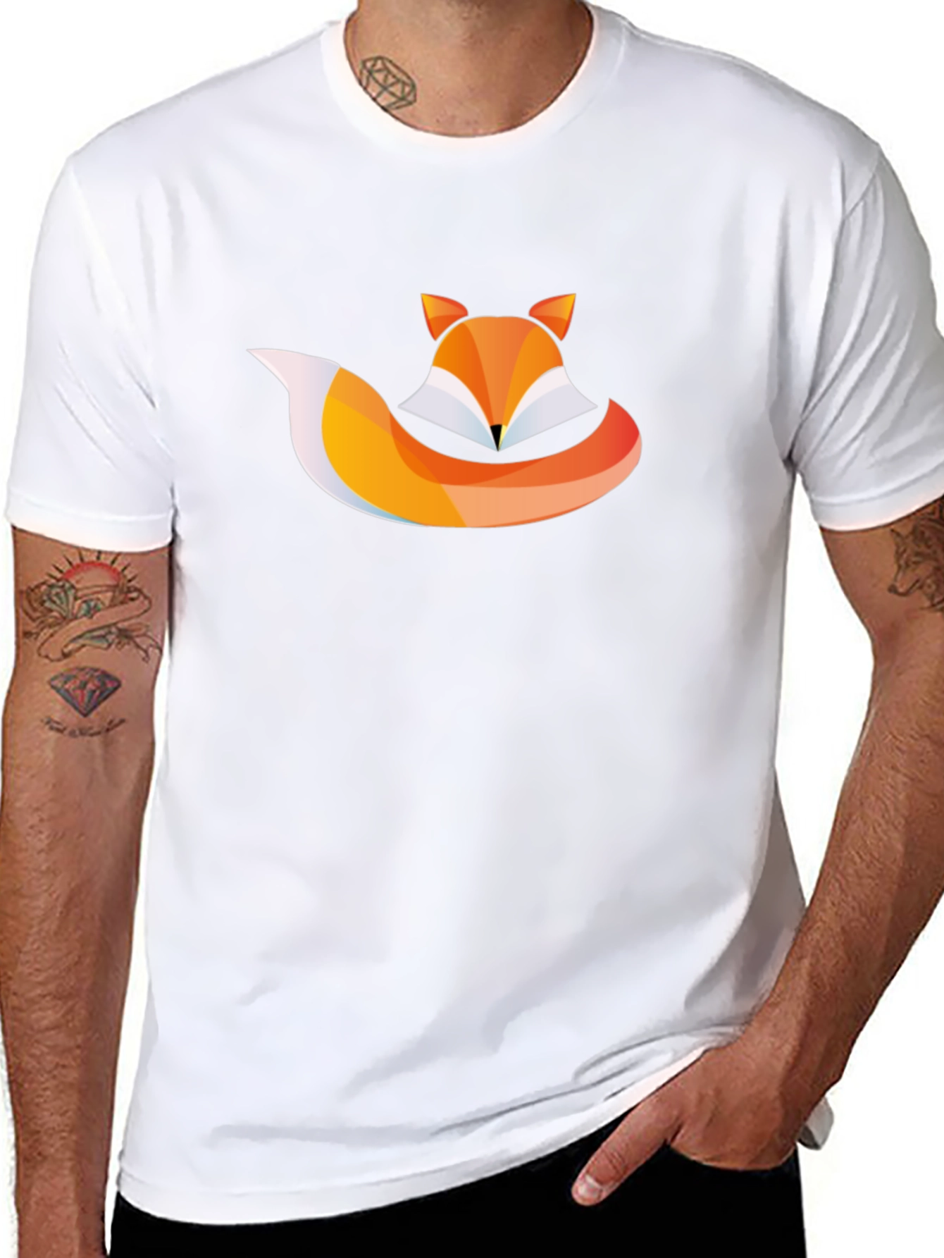 Geometric Fox Graphic Black Tee