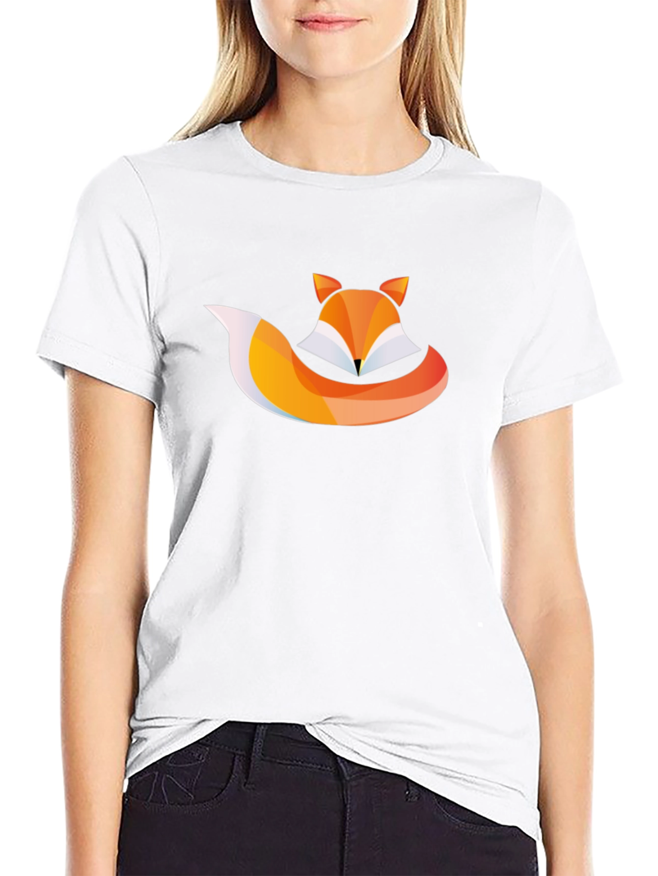Geometric Fox Graphic Black Tee