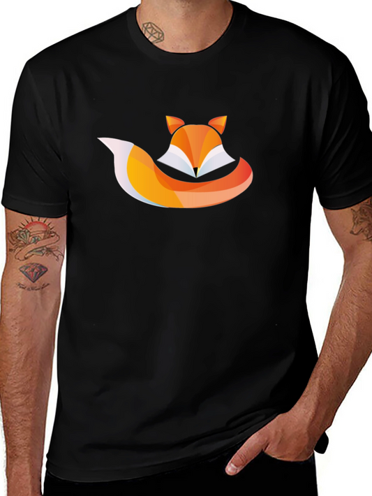 Geometric Fox Graphic Black Tee