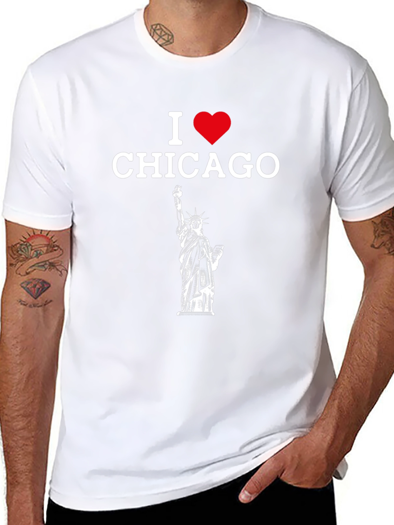 I Heart Chicago Statue Liberty Graphic T-Shirt