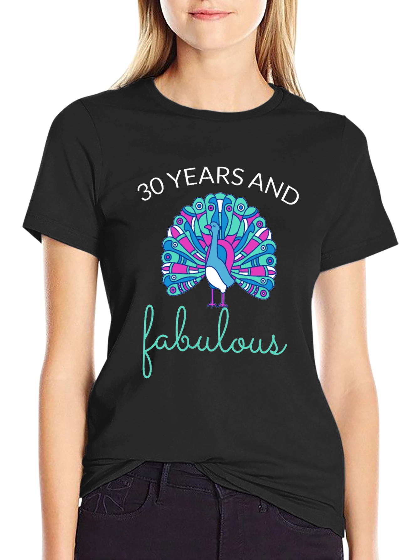 30 Years and Fabulous Peacock Graphic T-Shirt