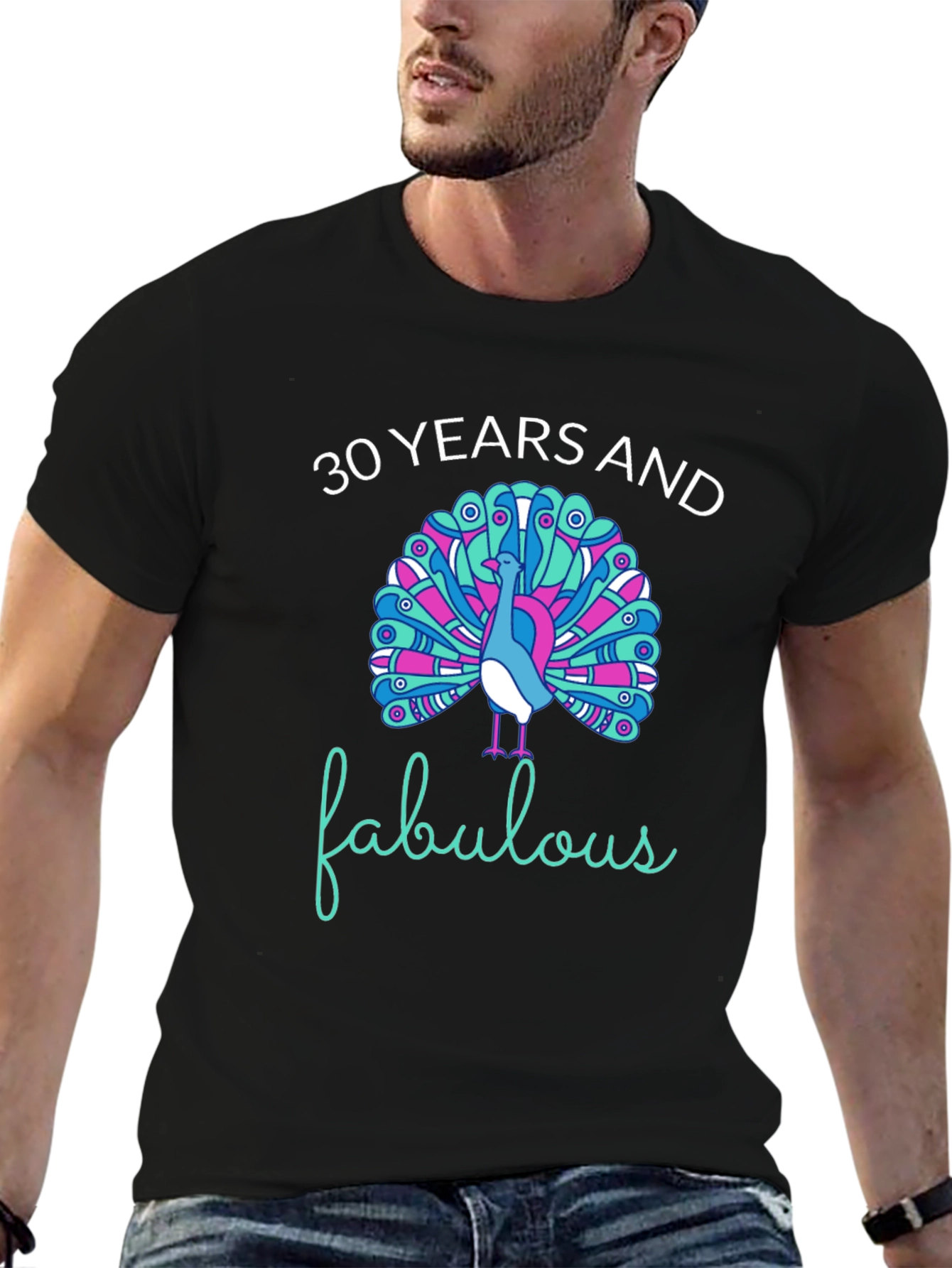 30 Years and Fabulous Peacock Graphic T-Shirt