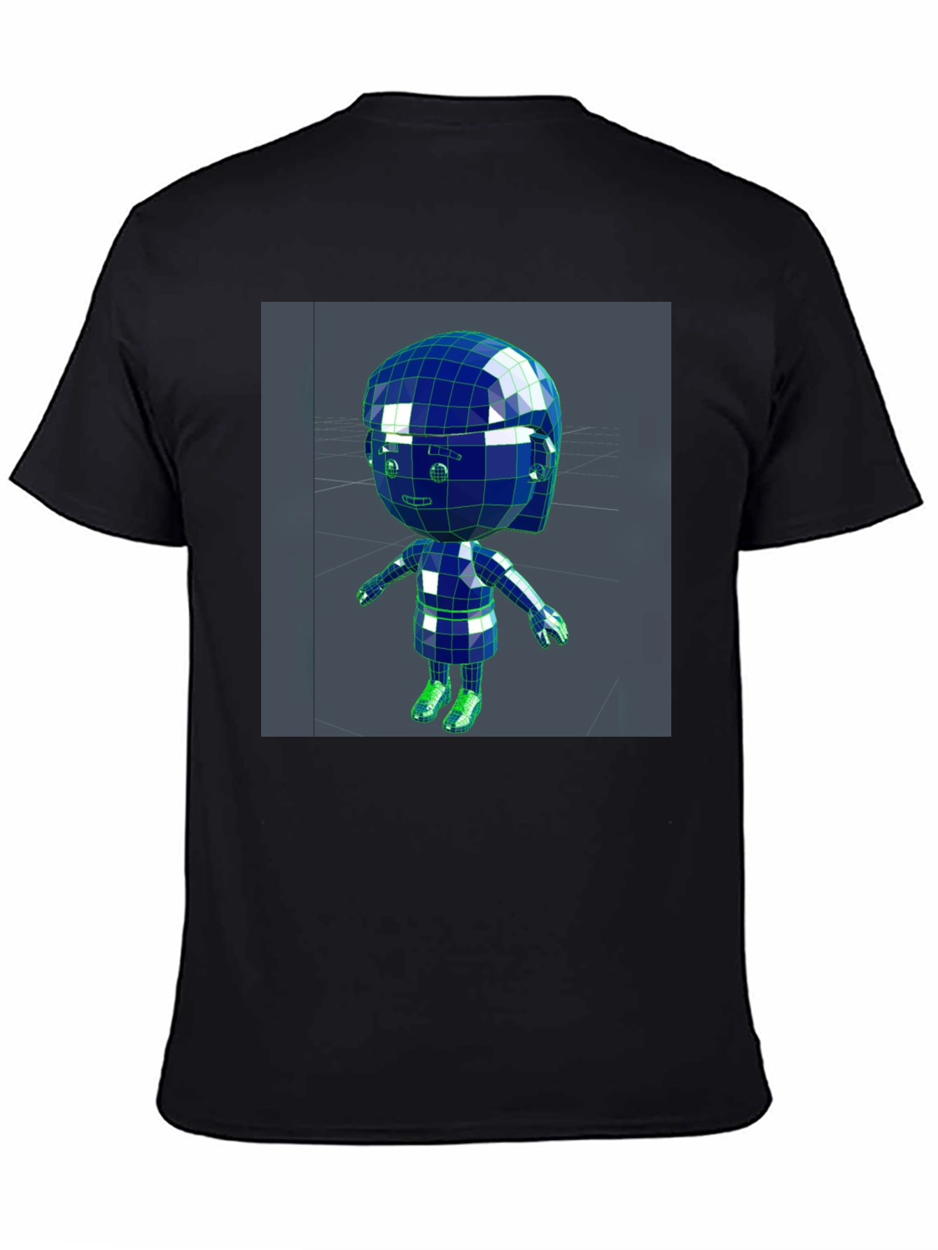 3D Cartoon Character Black T-Shirt