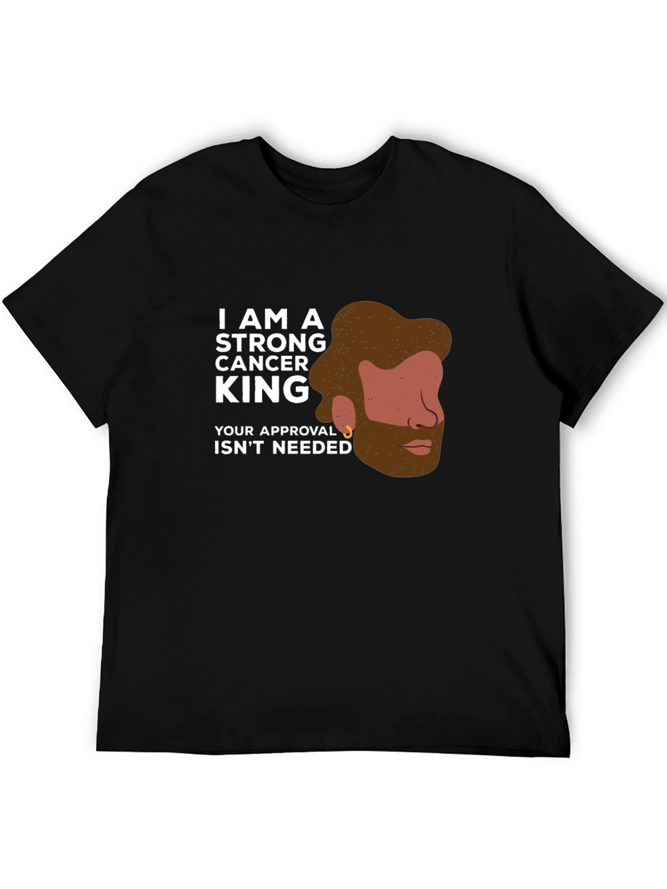 Strong Cancer King Black Graphic T-Shirt