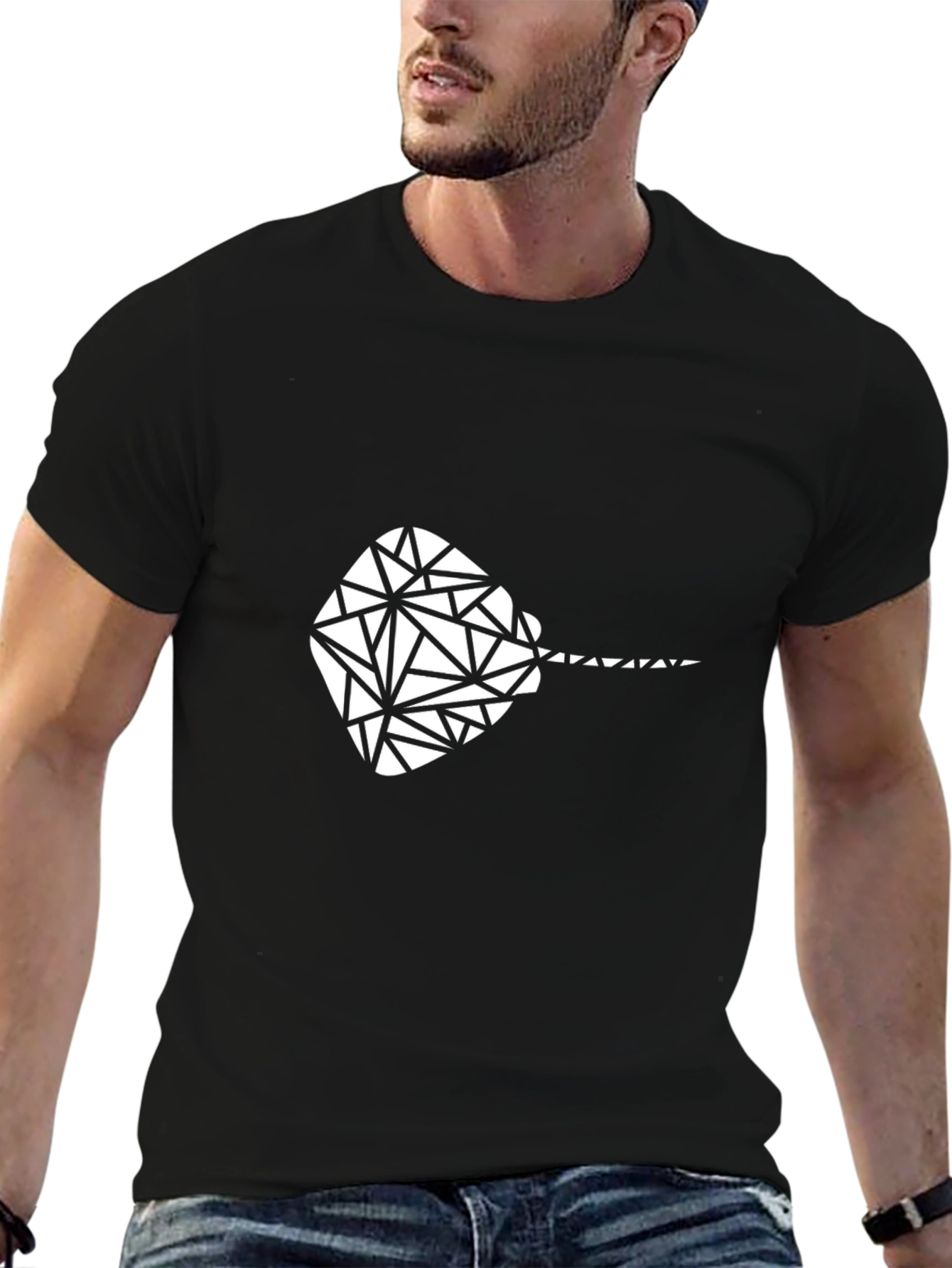 Geometric Stingray Graphic Tee - Black