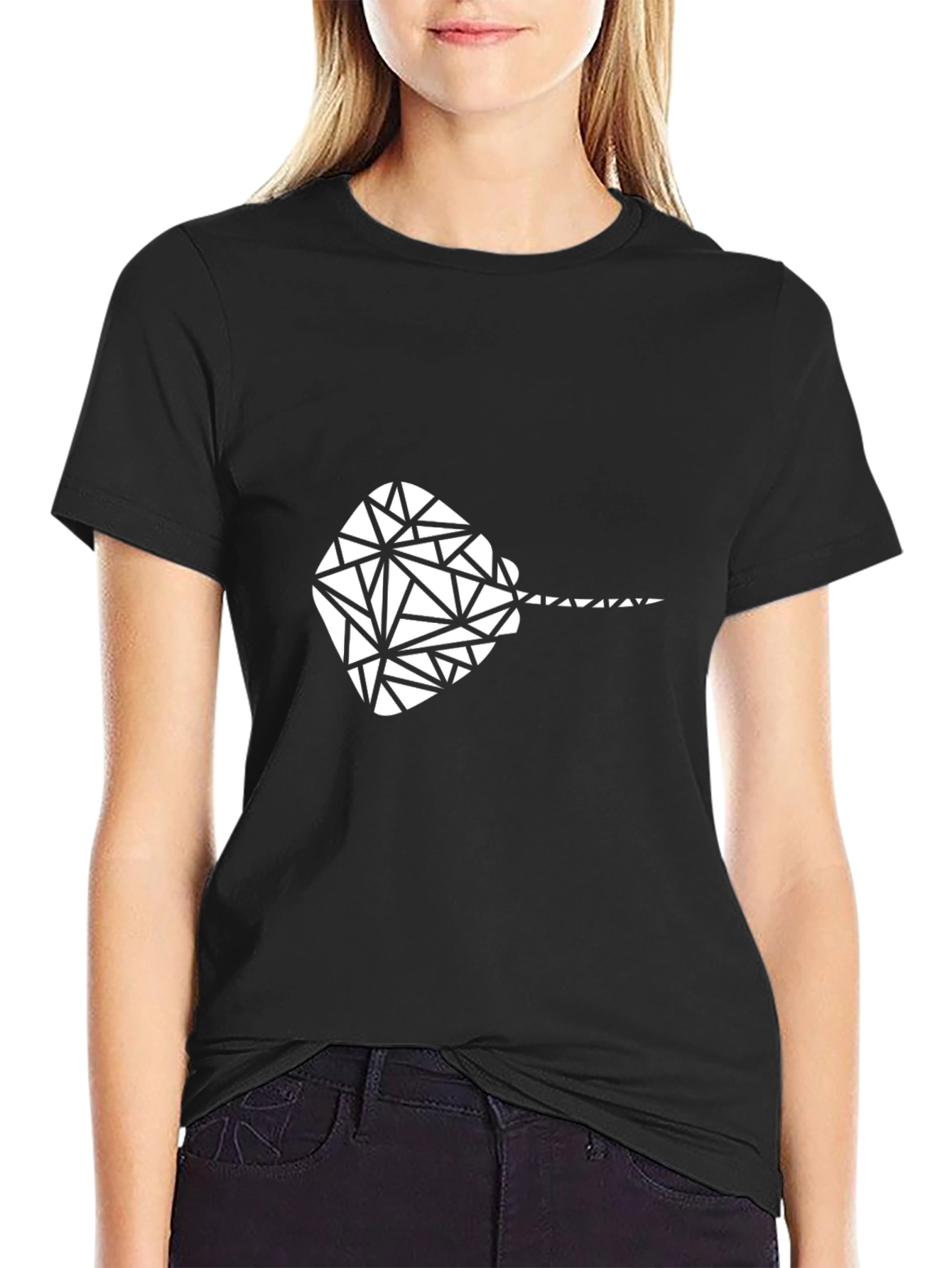 Geometric Stingray Graphic Tee - Black