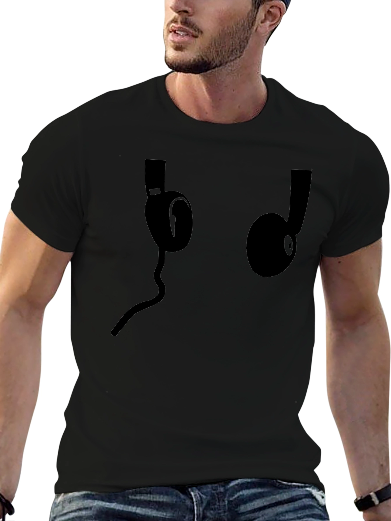 Headphone Graphic Black T-Shirt - Music Lover Tee