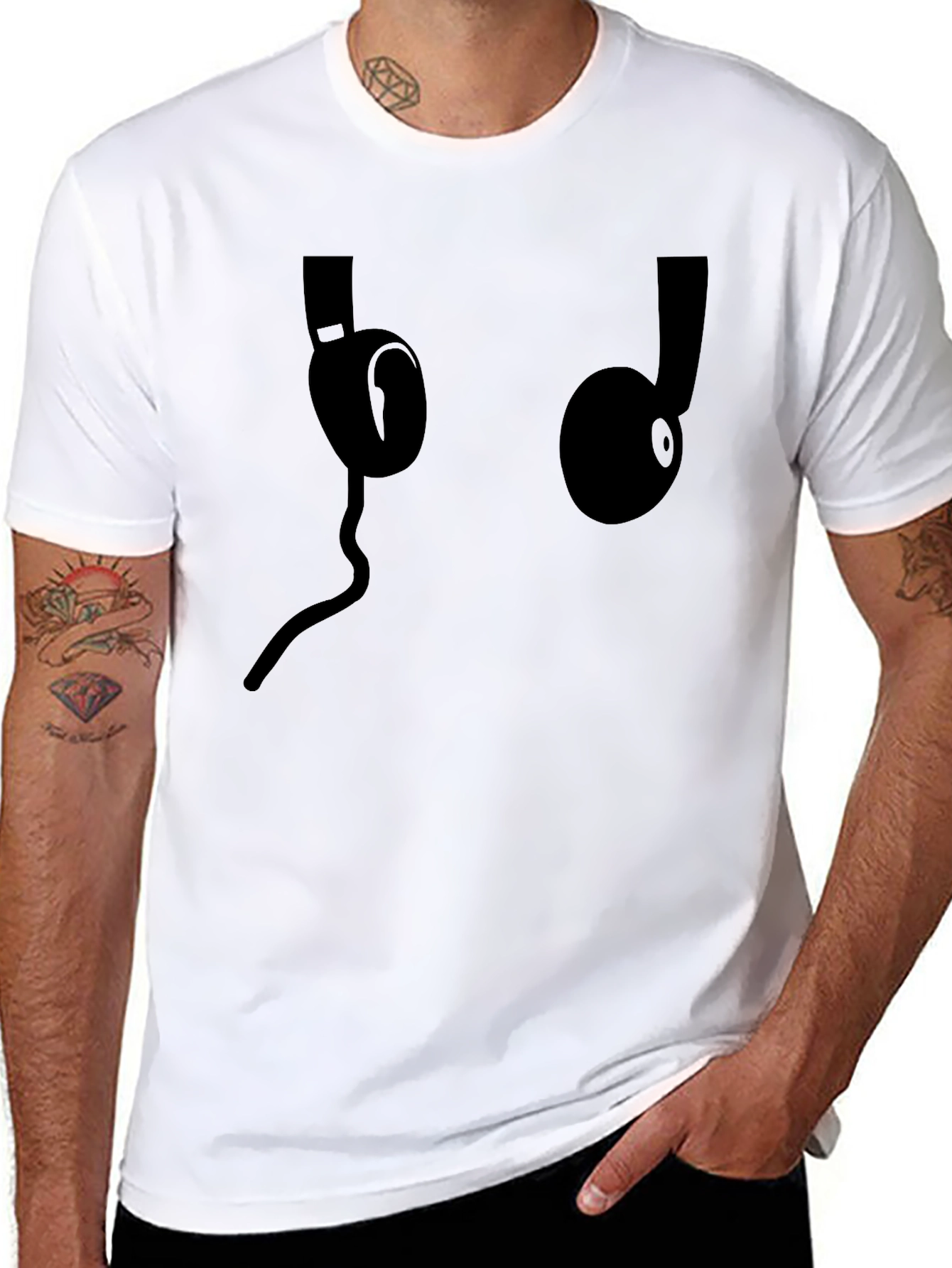 Headphone Graphic Black T-Shirt - Music Lover Tee