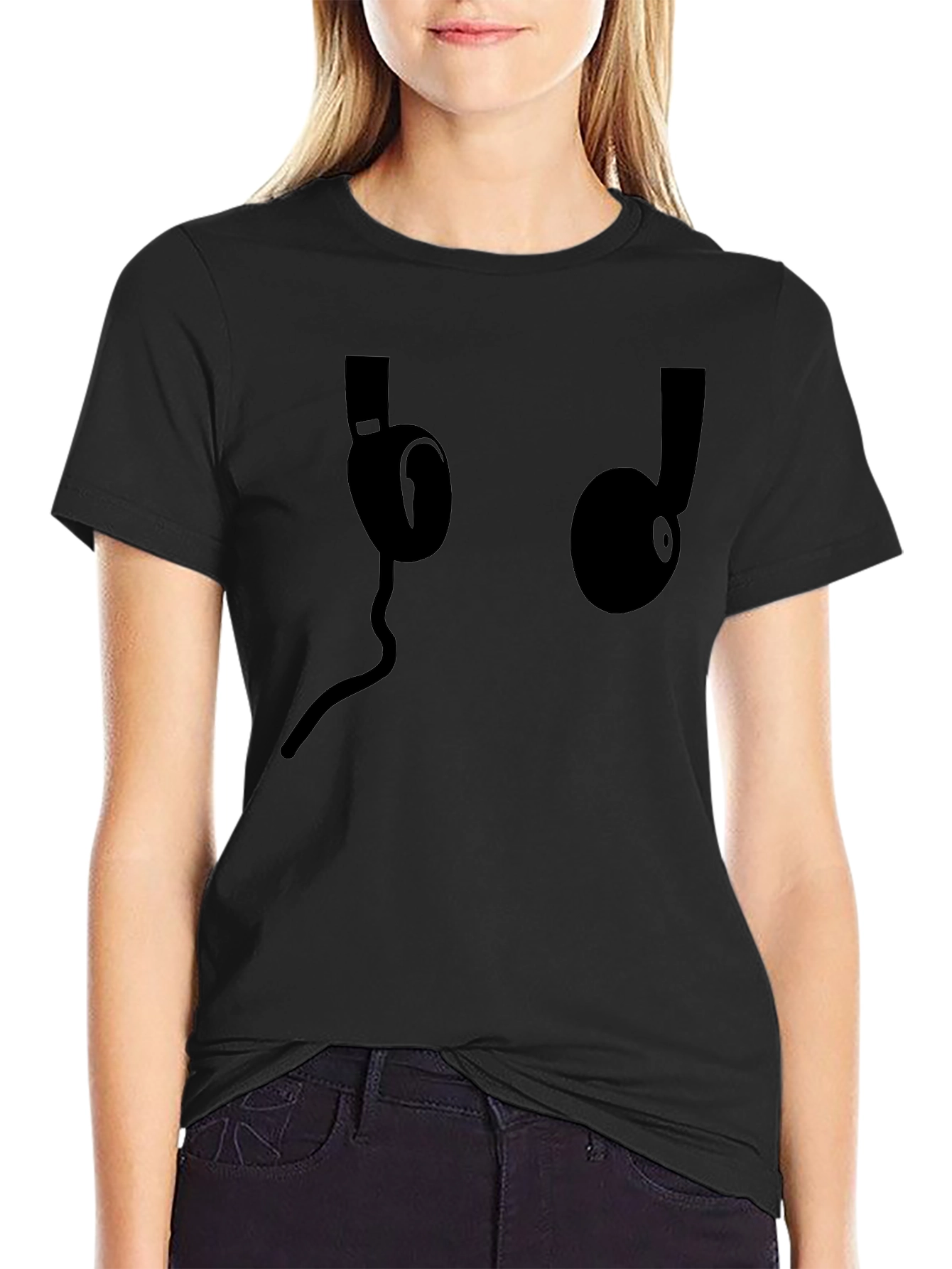 Headphone Graphic Black T-Shirt - Music Lover Tee