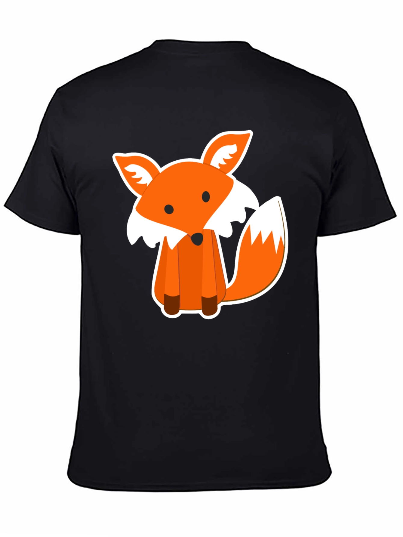 Cute Fox Graphic Print Black T-Shirt