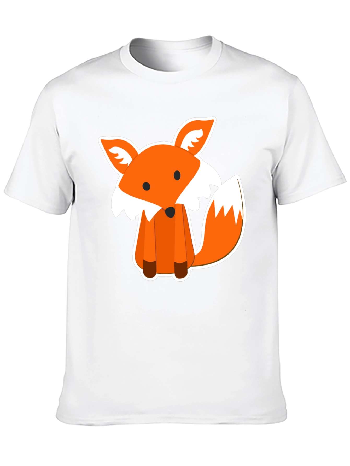 Cute Fox Graphic Print Black T-Shirt