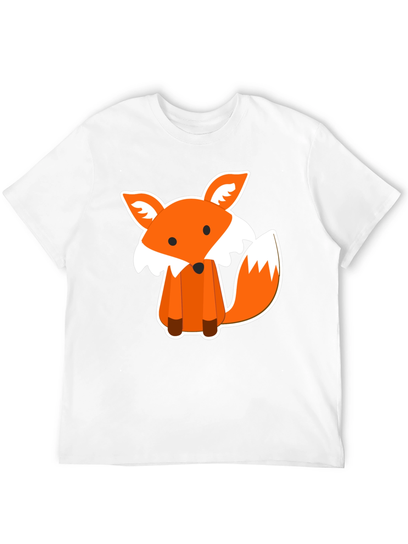 Cute Fox Graphic Print Black T-Shirt