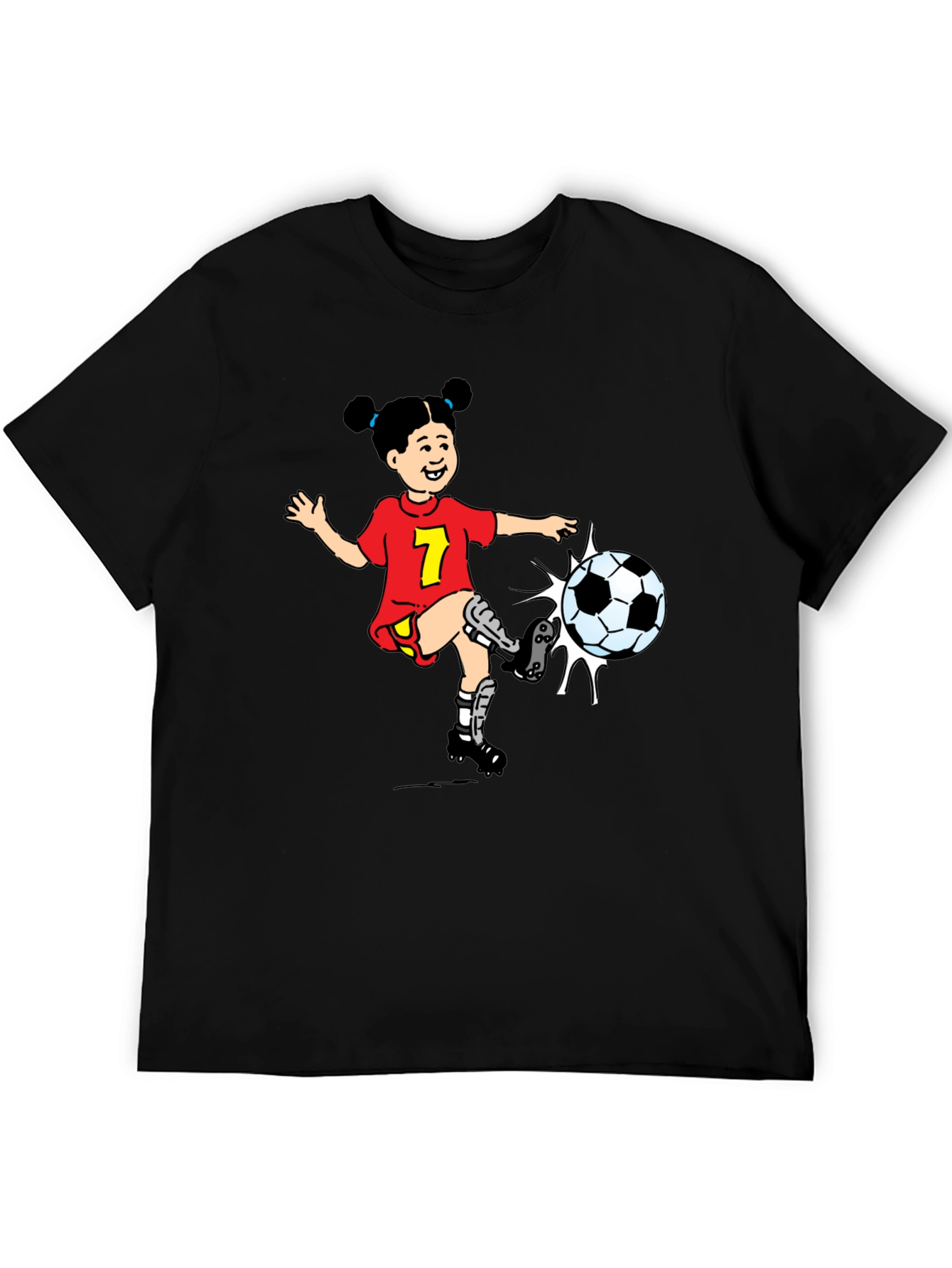 Girl Soccer Cartoon Graphic T-Shirt
