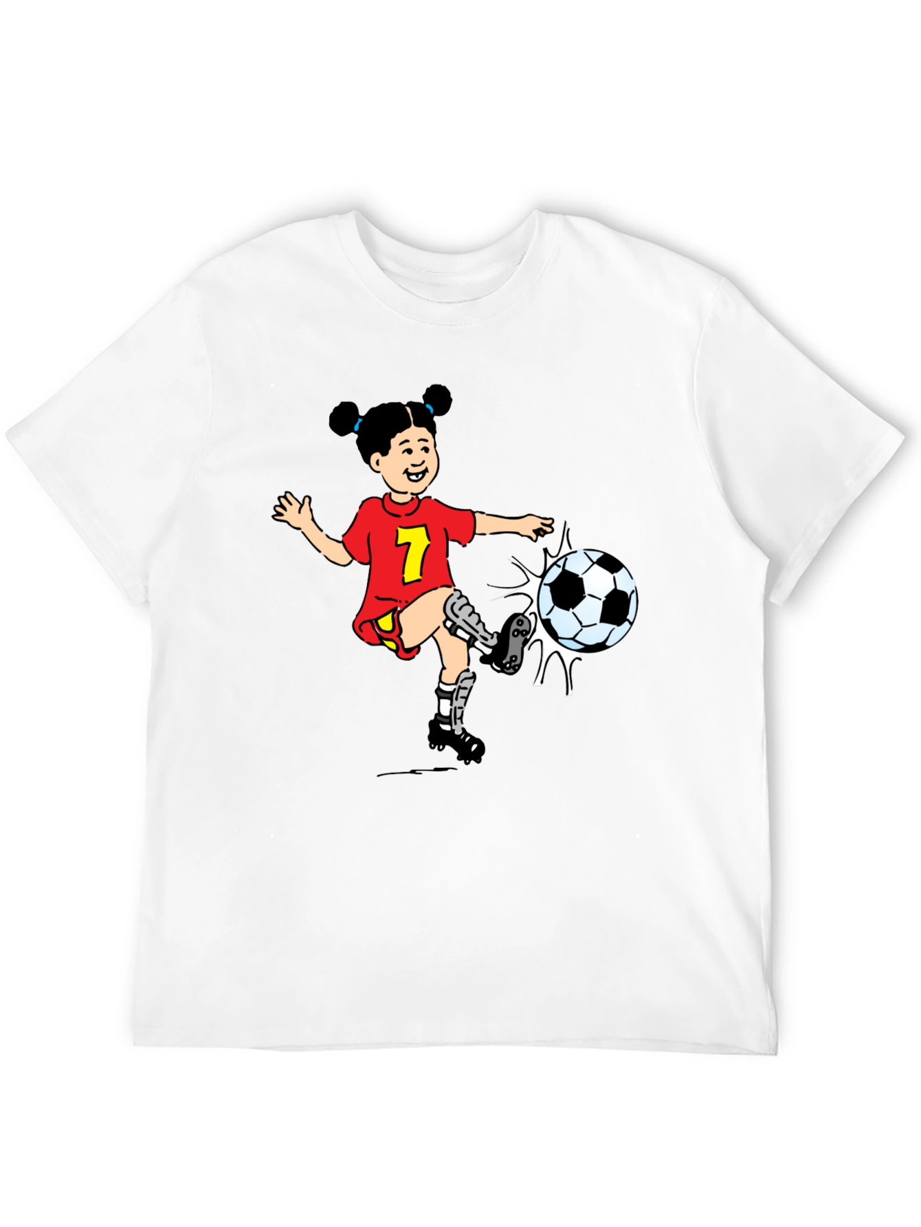 Girl Soccer Cartoon Graphic T-Shirt