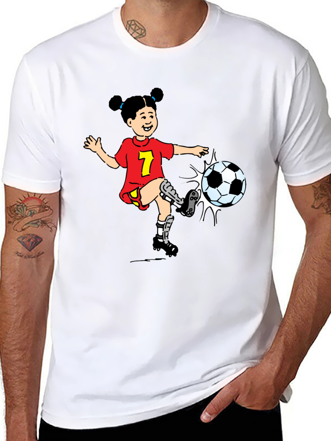 Girl Soccer Cartoon Graphic T-Shirt