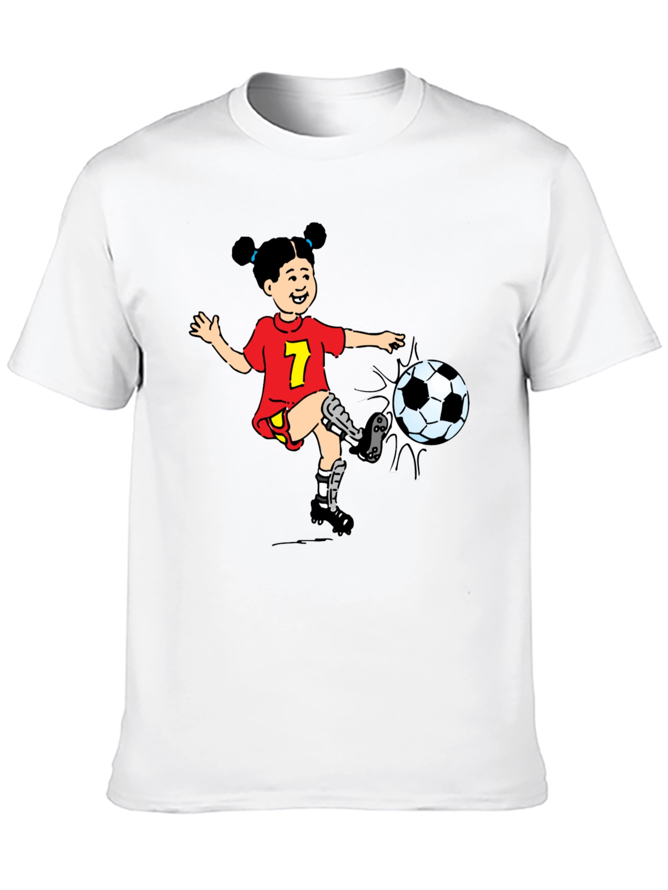 Girl Soccer Cartoon Graphic T-Shirt