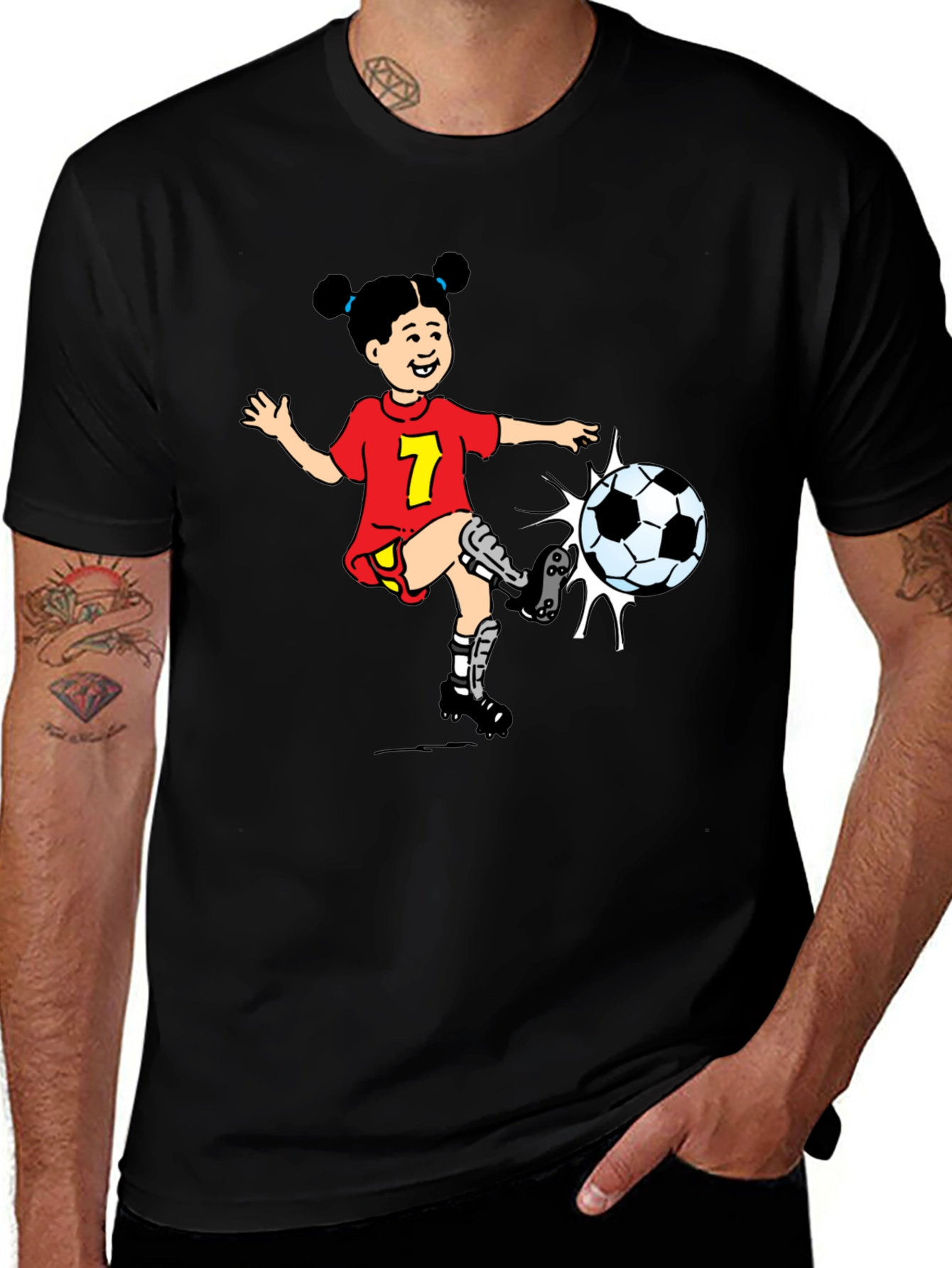 Girl Soccer Cartoon Graphic T-Shirt