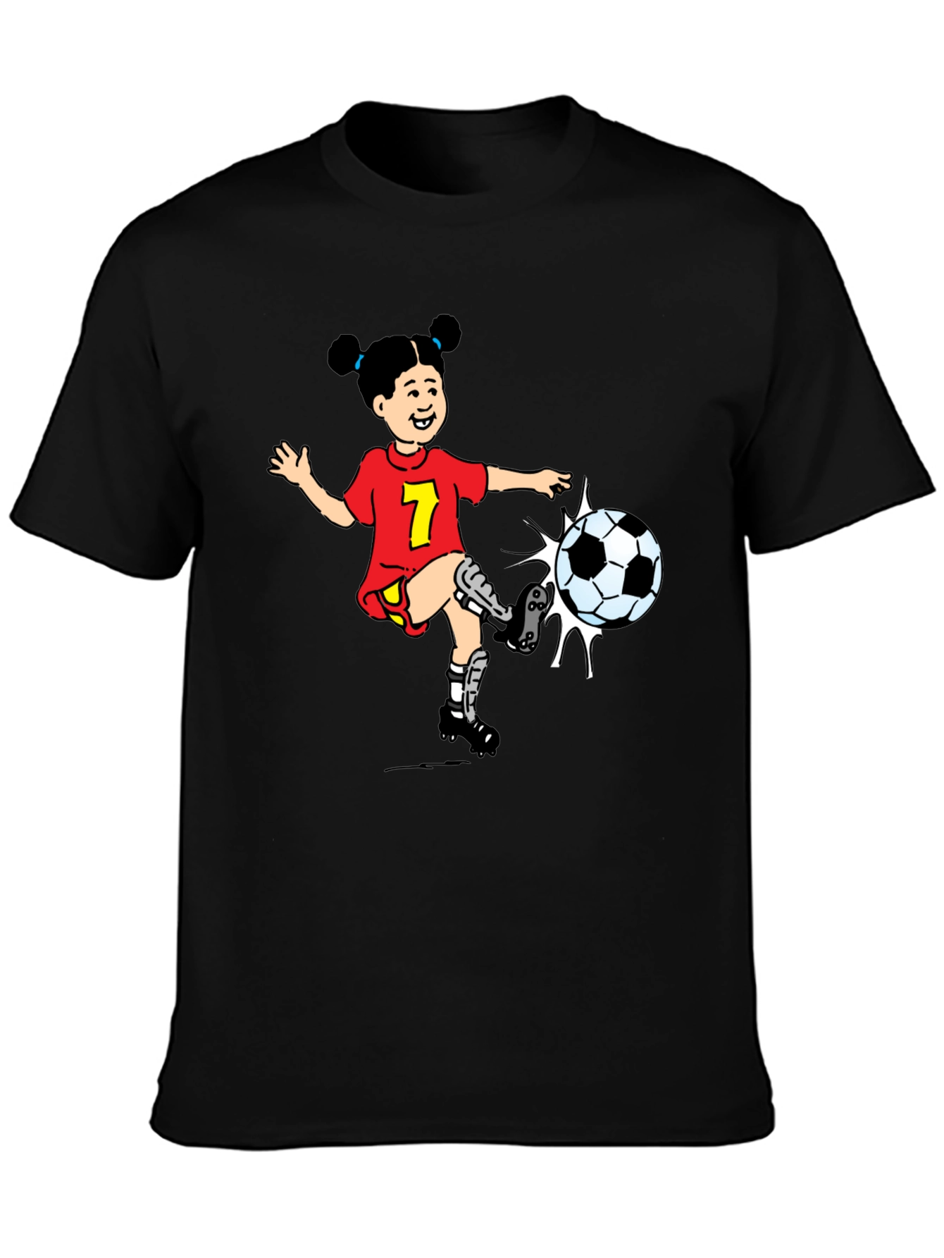 Girl Soccer Cartoon Graphic T-Shirt