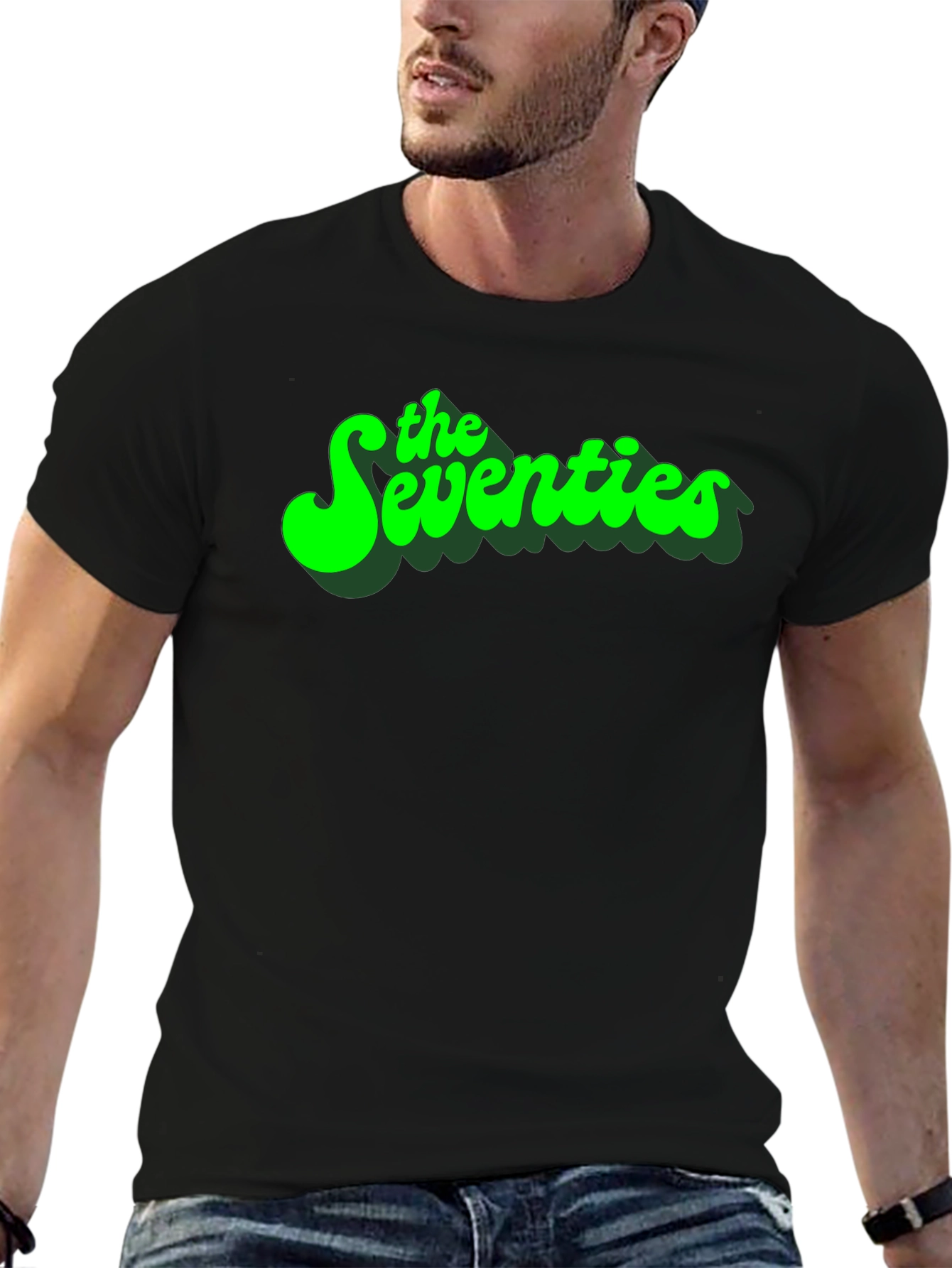 Retro The Seventies Graphic Tee - Black