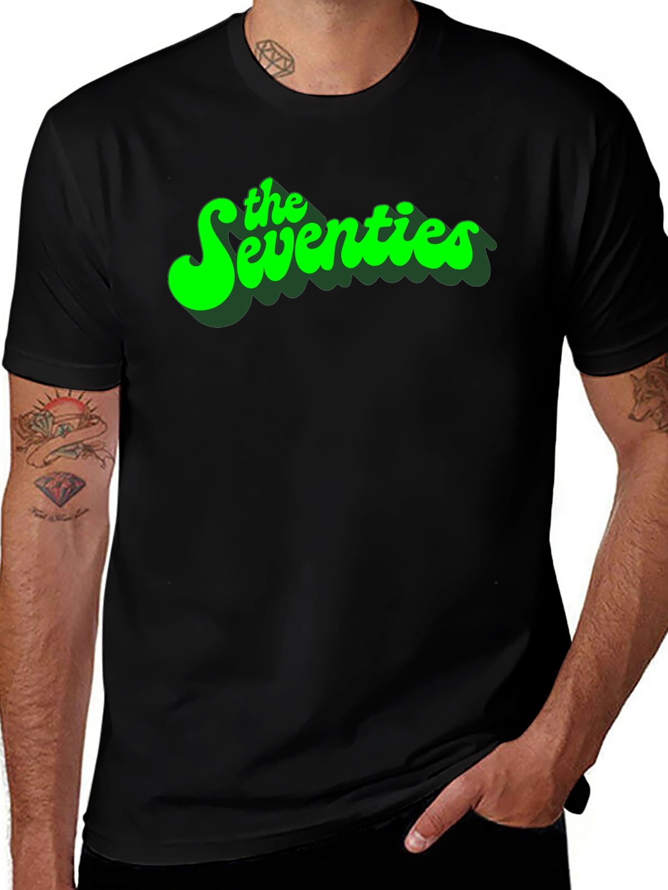 Retro The Seventies Graphic Tee - Black