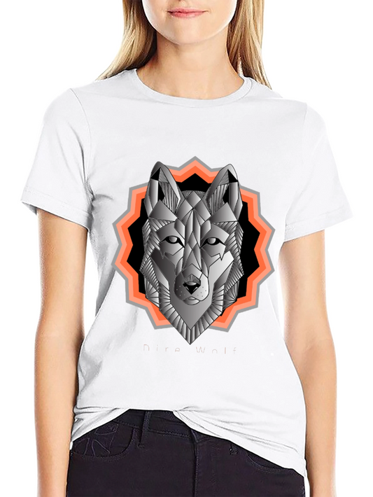 Geometric Wolf Graphic Tee - Black Cotton Blend