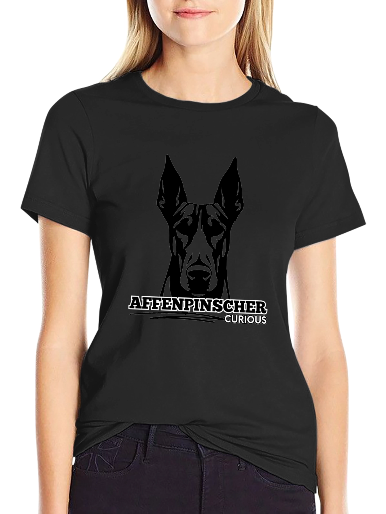 Affenpinscher Curious Black T-Shirt