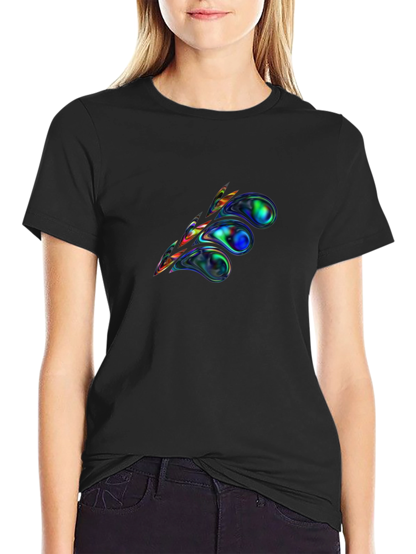 Abstract Swirl Graphic Tee - Premium Black Cotton T-Shirt