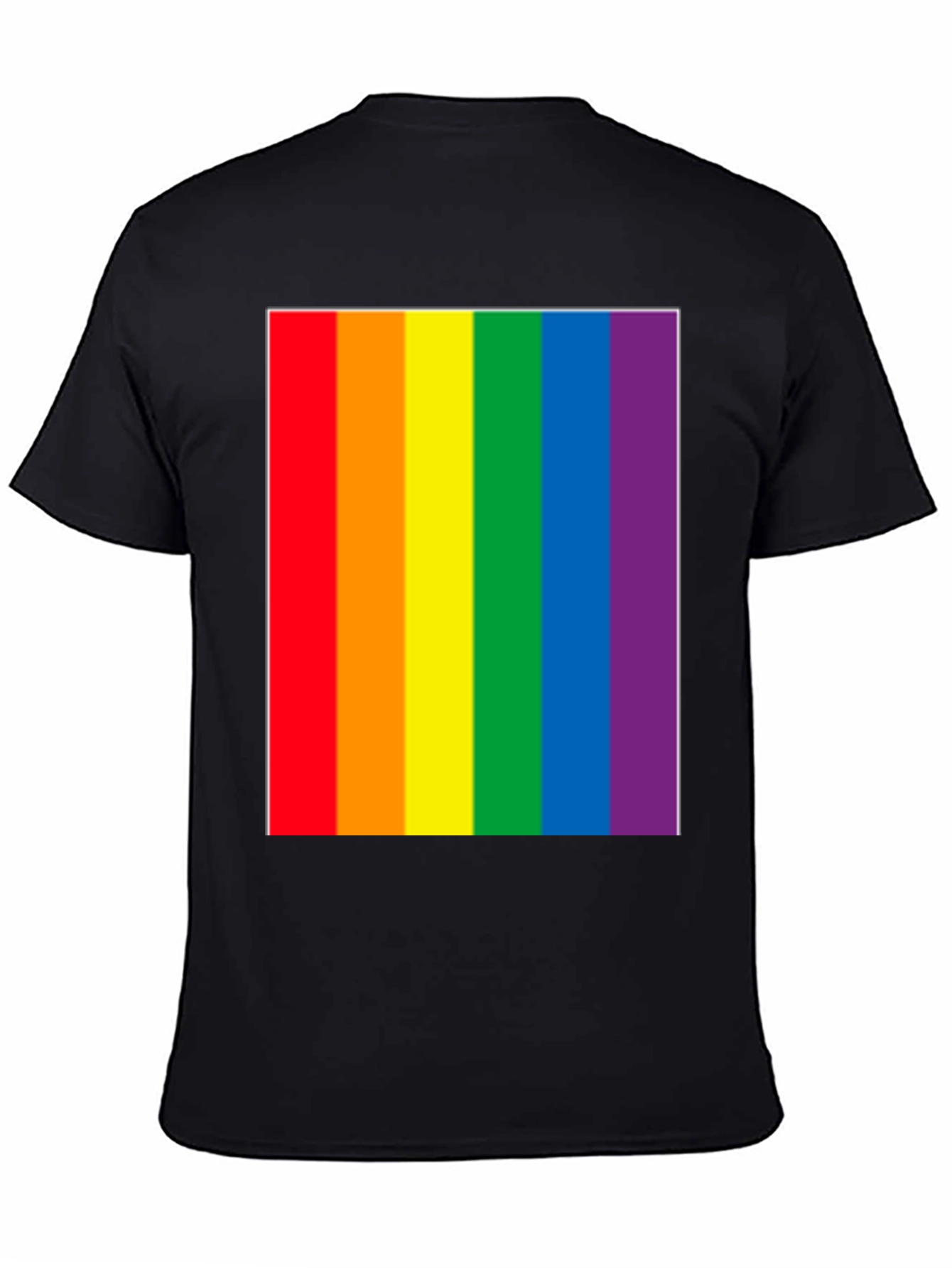 Pride Rainbow Stripe Graphic Tee - Black Cotton Blend